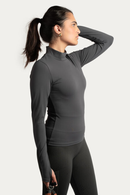 Suéter de cuello alto supersuave Amiko para mujer, gris oscuro