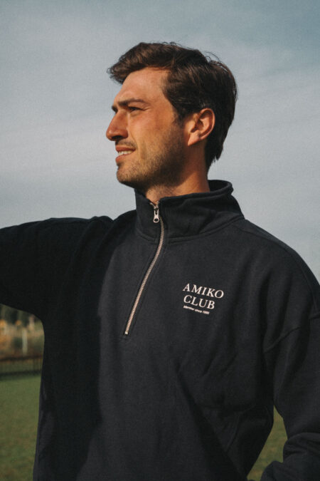 Amiko Mann Gustav Halbzip, schwarz