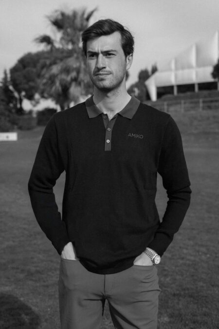 Amiko -Mann Jonas Piké Long Sleeve, schwarzer/dunkler Schatten