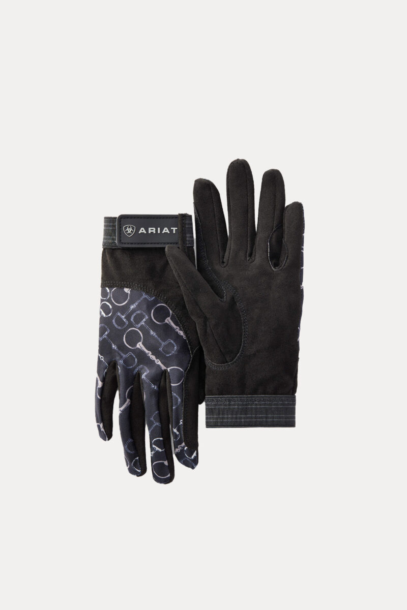 Ariat, Tek Grip Gloves, Charcoal Bit Print