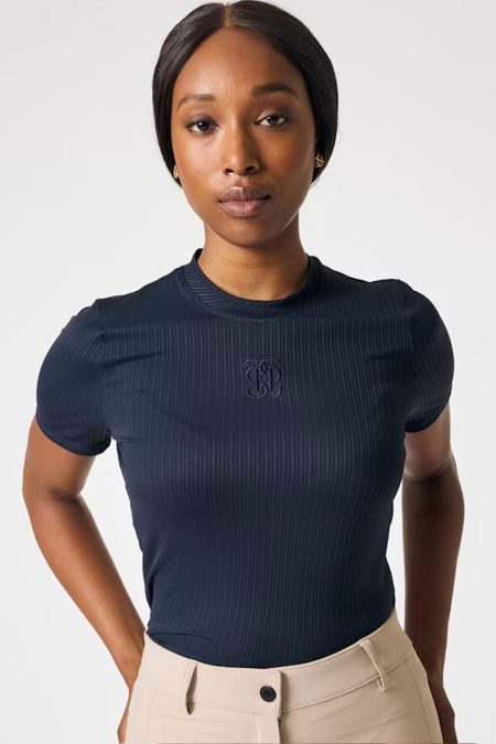PS of Sweden, Top de malla a rayas Courtney SS, azul marino