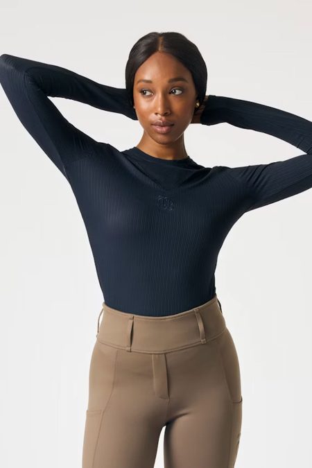 PS of Sweden, Top de malla a rayas Leandra LS, azul marino