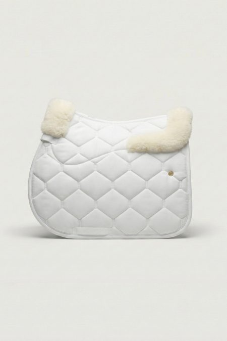 Manta de montar Amiko para saltos, todo en uno, de lana con pelo, color blanco/crema