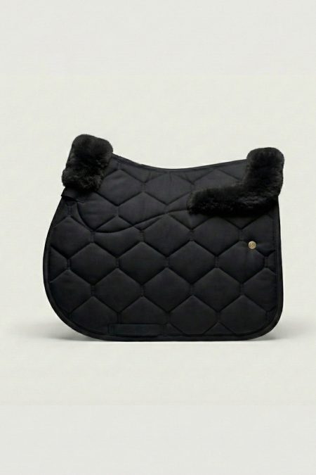 Amiko Satteldecke Springen All-in-One Wolle mit Fell, Schwarz/Schwarz