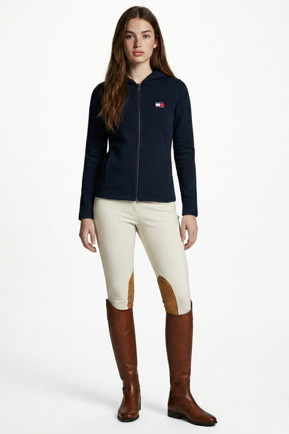 Tommy Hilfiger, Whitney Women Brushed Zipup Hoodie, Desert Sky